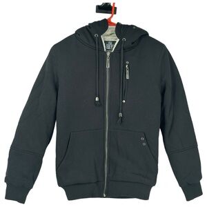 QZUnique Men’s Plush Full Zip Long Sleeve Heavyweight Hoodie Black Size M